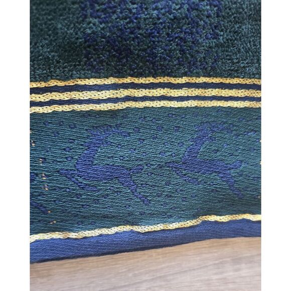 2 VTG Kmart Trim A Home Towel Sets NOS Blue/ Green Plaid With Reindeer Christmas - Picture 2 of 8